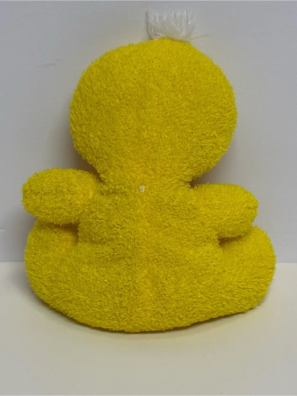 Duck Plush with Bow Yellow Tuft of White Hair Soft 7 in.